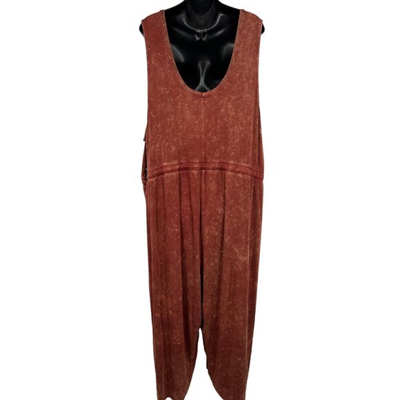 Torrid Super Soft Knit Plus Size 5X Rust Red Sleeveless Button Jumpsuit Pant New - Picture 6 of 10